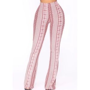 Fashion Nova High Rise Printed Flare Pants